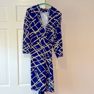 J.McLaughlin 3/4 sleeve Navy and Gold Dress